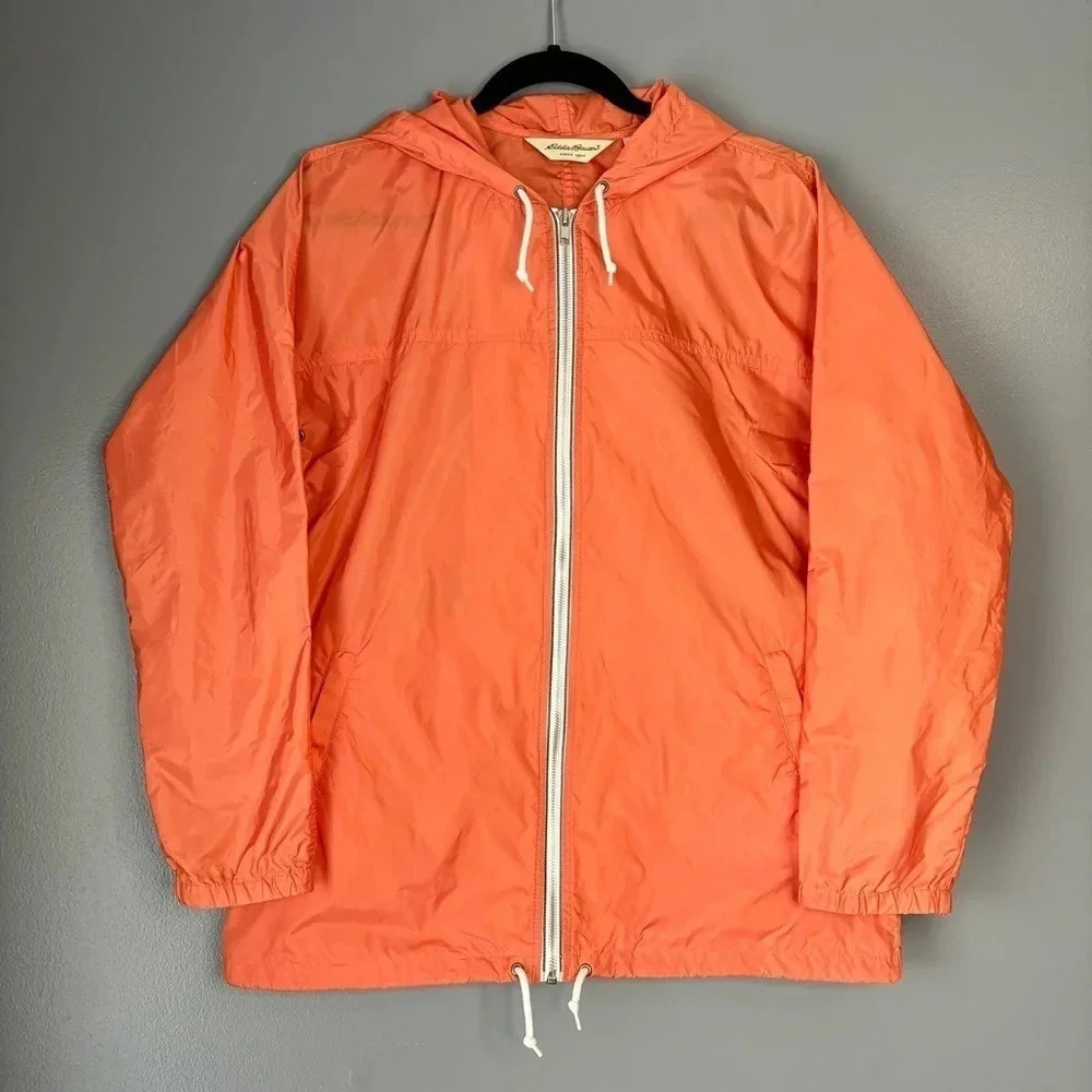 Eddie Bauer Small Lightweight Windbreaker Full Zip Jacket Orange